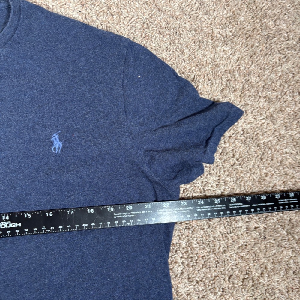 Polo Ralph Lauren Mens Large Navy Blue Heathered Crewneck T-Shirt Pony Logo - Picture 4 of 7